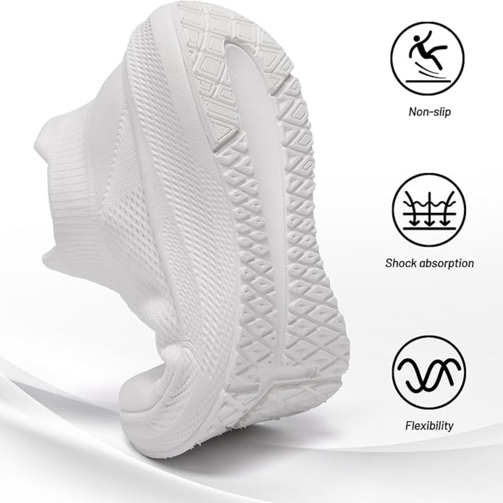 Womens Slip on Walking Shoes Comfort Lightweight Breathable Sock Shoe Non-Slip - Picture 5 of 5